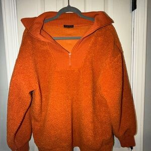 Men's Cozy Orange Zip-Up Sweater